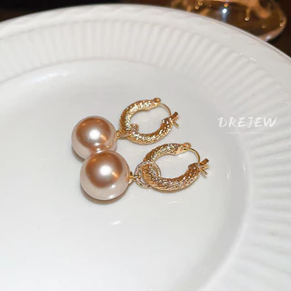 DREJEW ต่างหูมุก ขนาดใหญ่ หรูหรา สไตล์ฝรั่งเศส เรโทร สําหรับผู้หญิง 1