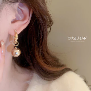 DREJEW ต่างหูมุก ขนาดใหญ่ หรูหรา สไตล์ฝรั่งเศส เรโทร สําหรับผู้หญิง 1