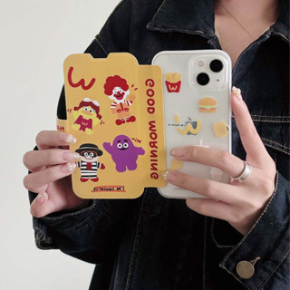 เคสโทรศัพท์มือถือหนัง PU ใส แบบฝาพับ ลายเฟรนช์ฟรายส์น่ารัก สําหรับ iPhone 12PROMAX 14PROMAX 11 12 12PRO 13 13PRO 13PROMAX 14 14PRO