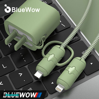 BlueWow ตัวป้องกันสายเคเบิลชุดม้วนเก็บสายชาร์จโทรศัพท์มือถือเข้ากันได้สำหรับ i--phone/Android/Type-C