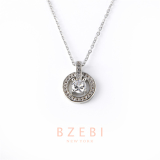 BZEBI สร้อยคอเงินแท้ ทองคําขาว ผู้หญิง จี้ สแตนเลส เพชร แฟชั่น necklace ผู้ชาย สไตล์เกาหลี เครื่องประดับ 18k ไม่ลอกไม่ดํา 710n