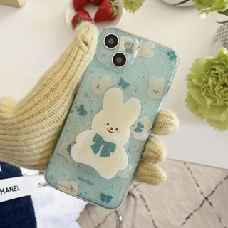 เคสโทรศัพท์มือถือ ลายกระต่ายสีเขียว สําหรับ iPhone 11 11promax 12 12pro 12promax 13 13pro 13promax 14 14plus 14promax