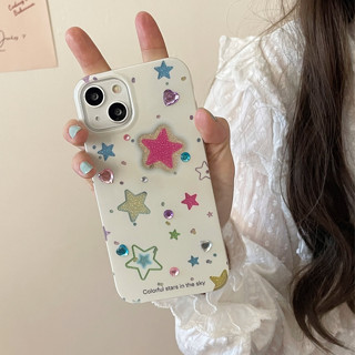 เคสโทรศัพท์มือถือ ป้องกันกล้อง ปิดด้านหลัง ลายกลิตเตอร์ดาว สําหรับ iPhone 14 13 12 11 Pro Max