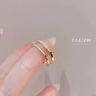 DREJEW แหวนทอง 18K ประดับเพทาย สองชั้น หรูหรา ระดับไฮเอนด์ เครื่องประดับ สําหรับผู้หญิง