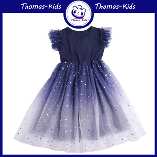 [THOMAS Kids] ชุดเดรสกระโปรงเจ้าหญิง แขนผีเสื้อ สําหรับเด็กผู้หญิง อายุ 4-8 ปี