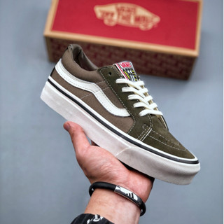 Vans Sk8 รองเท้าผ้าใบลําลอง ข้อสั้น สีเขียวทหาร