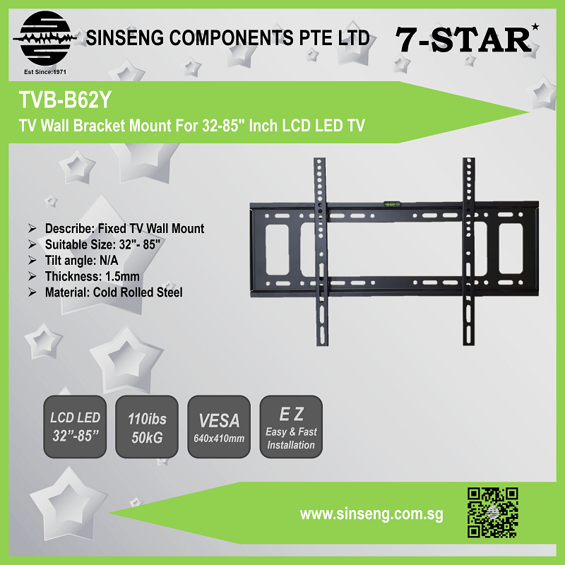 7-STAR * Heavy Duty 32-85inch Fixed TV Wall Mount Bracket สําหรับ LCD LED TV Tilt สําหรับ TV Monitor