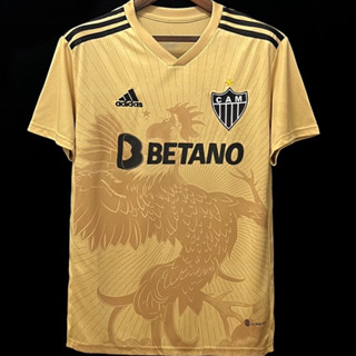 เสื้อกีฬาแขนสั้น ลายทีมชาติฟุตบอล Mineiro Third สีทอง สําหรับผู้ชาย 2023-24