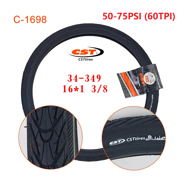 [ผู้ขาย SG] CST C1698 16 นิ้ว x 1-3/8 34-349 จักรยานยางนอก Tyre จักรยาน Tyre ยาง ETRO 34-349 จักรยาน