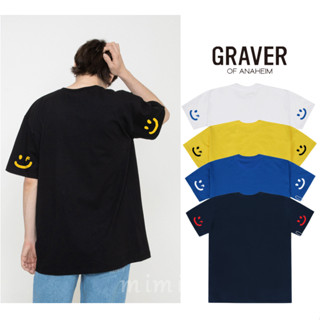 [GRAVER] &lt;UNISEX&gt; เสื้อยืดแขนสั้น พิมพ์ลายหน้ายิ้ม สีขาว