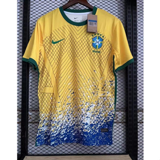 เสื้อกีฬาแขนสั้น ลายทีมชาติฟุตบอล Brazil Yellow special version 22-2023 ชุดเยือน ไซซ์ S-2XL