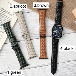 สายนาฬิกาข้อมือหนังแท้ ทรงสี่เหลี่ยมขนมเปียกปูน แบบเปลี่ยน สําหรับ Apple Watch Series 8 7 6 5 4 3 2 1 SE SE2 41 มม. 45 มม. 38 มม. 40 มม. 42 มม. 44 มม. 49 มม.