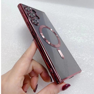 เคสโทรศัพท์มือถือใส แบบนิ่ม ชุบไฟฟ้า ป้องกันกล้อง หรูหรา สําหรับ Samsung S23 22 21 Ultra