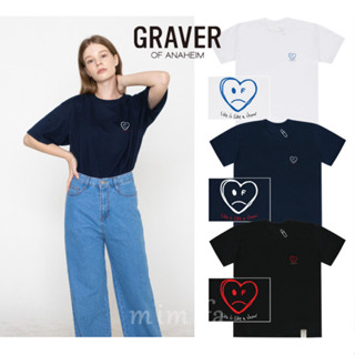 [GRAVER] &lt;UNISEX&gt; ใหม่ เสื้อยืดแขนสั้น ลายโลโก้ Reinhart สีขาว ขนาดเล็ก