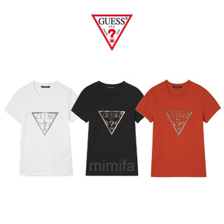 [Guess Korea] เสื้อยืดแขนสั้น ทรงสามเหลี่ยม สําหรับผู้หญิง