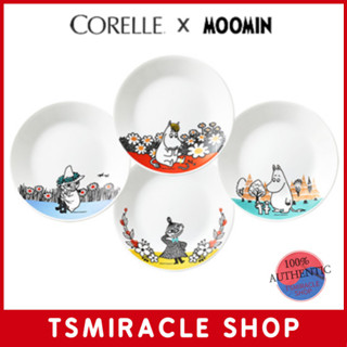 Corelle Moomin Friends จานกลม ขนาดเล็ก (17.1 ซม.) 4P / จานกลม / จานอาหารค่ํา / บนโต๊ะอาหาร