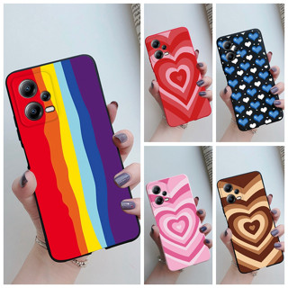 เคสซิลิโคนนิ่ม ลายหัวใจน่ารัก สีรุ้ง สําหรับ Xiaomi Poco X5 Pro Xiaomi Poco X5 X5Pro