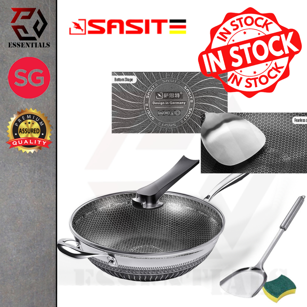 Tpp SASIT 316 NonStick กระทะสองด้านรังผึ้งออกแบบกระทะสแตนเลสสแตนเลสสแตนเลสเหล็กปลาเหนียวเจาะน้ํามัน 