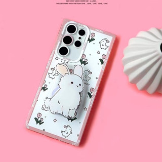 น่ารัก การ์ตูน กระต่าย วงเล็บ เคส Samsung Galaxy S23 Ultra S22 Ultra S21 FE S20 S21 S22 Plus + S21Ultra Note20 Ultra A73 A53 A33 A13 A72 A52 A52S Case โปร่งใส ซิลิกาเจล นุ่ม ซัมซุง เคส