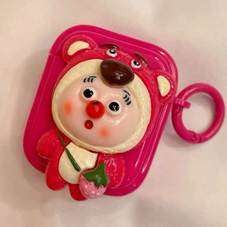 เคสหูฟังบลูทูธ tpu นิ่ม ป้องกัน ลายการ์ตูนหมีสตรอเบอร์รี่น่ารัก สําหรับ airpods 1 2 pro 2 3