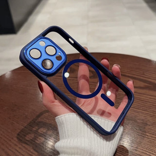 【M-Mango Case/blue color】เคสอะคริลิคแข็ง แบบใส สําหรับ compatible for iPhone 15 pro max