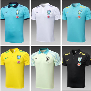 【Fans Issue Kit 】เสื้อโปโลแขนสั้น ลายทีมชาติฟุตบอล Brazil 22 23 ชุดเยือน สําหรับผู้ชาย