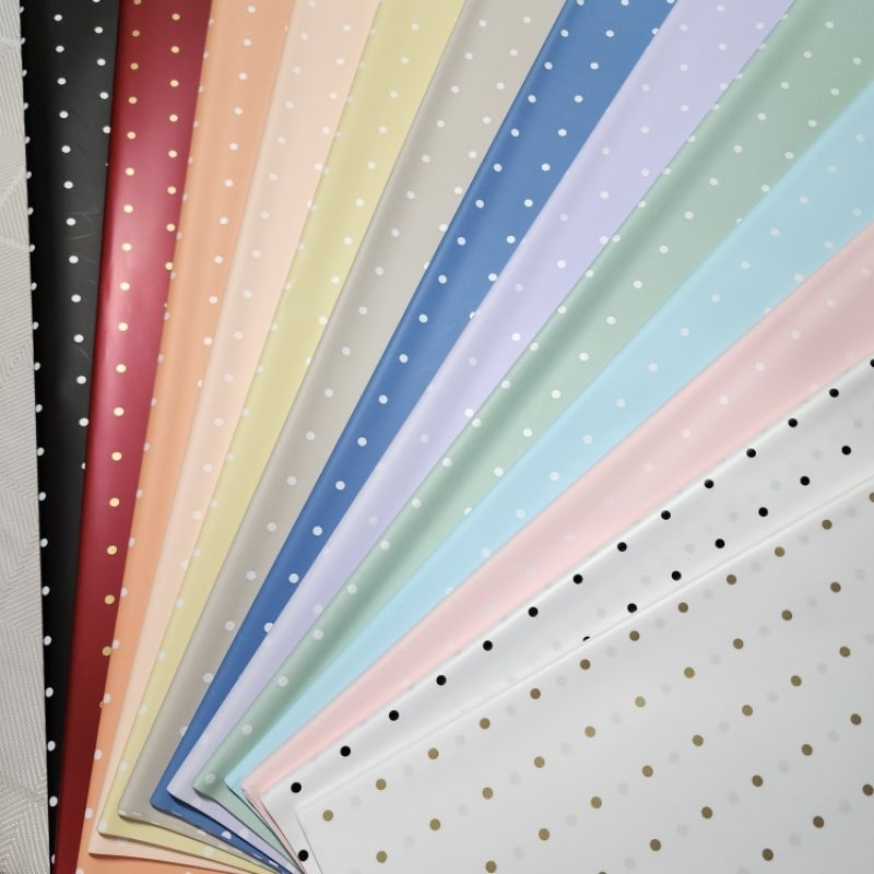 [ชุด 5 แผ่น] [WRP 06] กระดาษห่อกระดาษห่อกันน้ํา Polkadot Solid Flower Bouquet Wrapper