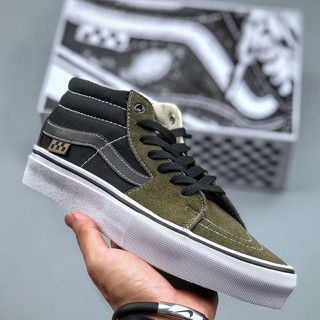 Vans skate GROSSO MID PRO รองเท้าสเก็ตลําลอง สไตล์ทหารย้อนยุค สีเขียว สําหรับผู้ชาย และผู้หญิง -1895