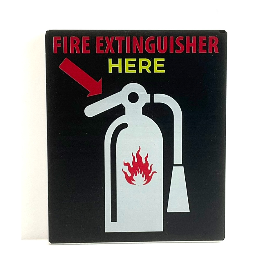 ป้าย HERE FIRE EXTINGUISHER