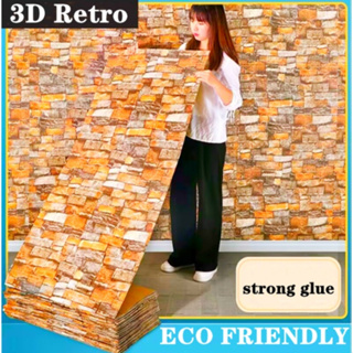 Big SALE สติกเกอร์วอลเปเปอร์โฟม ลายอิฐ 3D มีกาวในตัว สําหรับติดตกแต่งผนังบ้าน