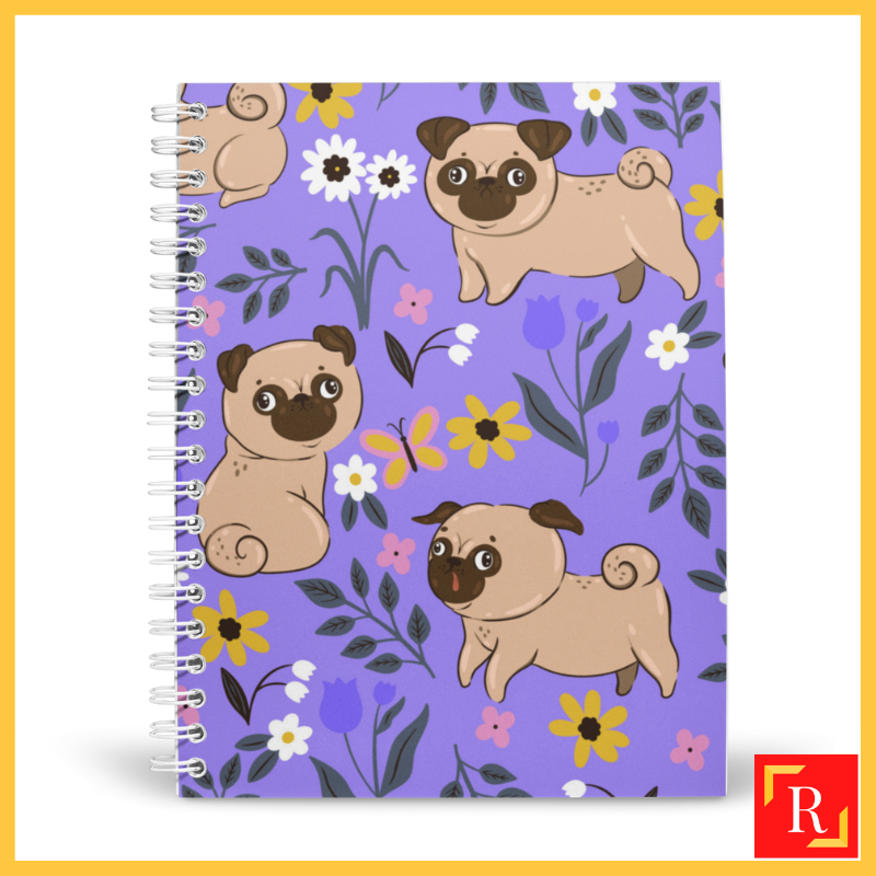 โน๊ตบุ๊คเกลียว/โน๊ตบุ๊คแหวนคู่-(A4/A5 Line/Blank 80gsm)-สุนัขน่ารัก 23 Pug ROYCE PUBLISHING