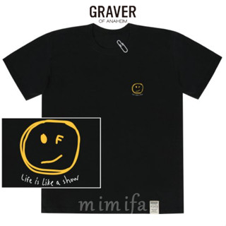 [GRAVER] &lt;UNISEX&gt; ใหม่ เสื้อยืดแขนสั้น พิมพ์ลายโลโก้จุด สีขาว ขนาดเล็ก