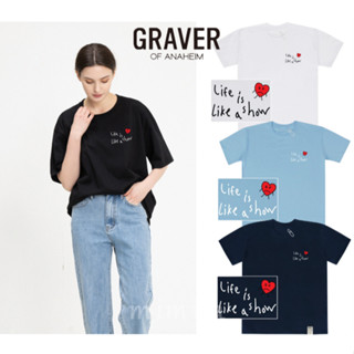 [GRAVER] เสื้อยืดแขนสั้น พิมพ์ลายโลโก้หัวใจ สีขาว