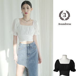 [AVANDRESS] เสื้อเบลาส์ แขนสั้น ทรงสี่เหลี่ยม