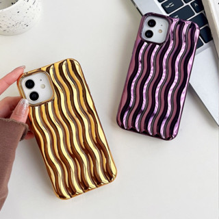 เคสโทรศัพท์มือถือแบบนิ่ม TPU กันกระแทก ลายคลื่น สีพื้น หรูหรา สําหรับ iPhone 11 12 13 14 Pro Max 14 Plus