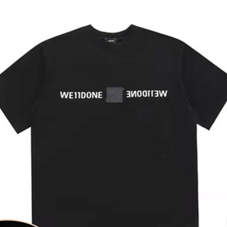 We11done เสื้อยืดแขนสั้น ผ้าฝ้าย พิมพ์ลายโมโนแกรม ทรงสี่เหลี่ยม ทรงหลวม สําหรับผู้ชาย และผู้หญิง