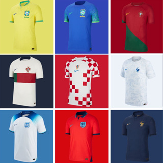 เสื้อกีฬาแขนสั้น ลายทีมชาติฟุตบอล Brazil Portugal Croatia France Eng-and Man 22 23 ชุดเยือน