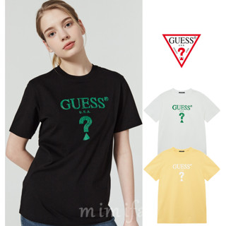 [Guess Korea] UNISEX เสื้อยืด แขนสั้น ทรงสามเหลี่ยม ไร้กรอบ