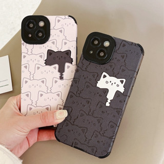 เคสไอโฟน เคส iPhone การ์ตูนแมว ลี่ยมขอบกล้องเต็มรูปแบบป้องกันการกระแทกการ์ตูนสไตล์ iPhone 13 Pro Max iPhone 12 Pro Max iPhone 11 Pro Max iPhone 7 Plus iPhone XR XS MAX Pro 12 11 Max XR X/XS 7/8/S Plus/8 13 pro