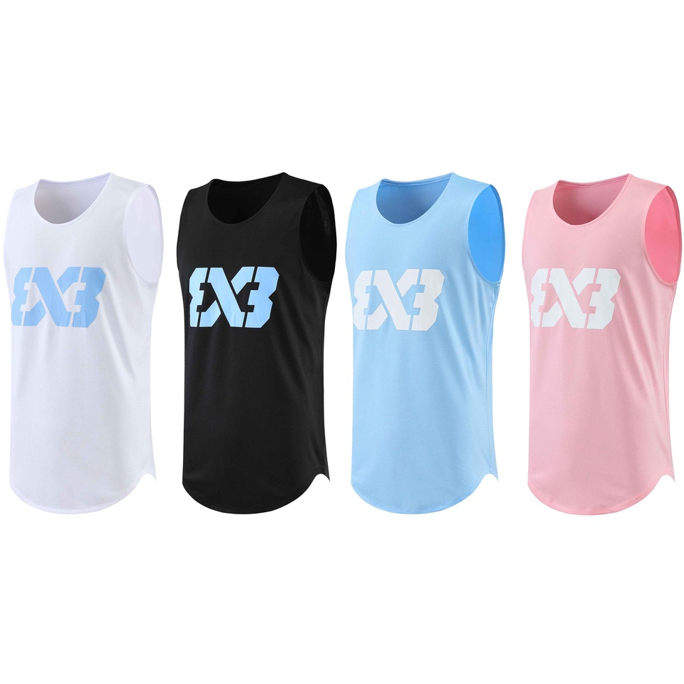 เสื้อกีฬาบาสเก็ตบอล คอกลม NBA 3x3 ระบายอากาศได้ดี แห้งเร็ว สีชมพู สีฟ้า สีขาว สีดํา คุณภาพสูง สําหรับผู้ชาย และผู้หญิง ใส่เข้ายิม เล่นกีฬา เทรนนิ่ง