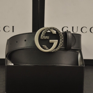 Gucci Contrast GG เข็มขัดหนัง ลายนูน สไตล์คลาสสิก แอฟริกันใต้ สําหรับผู้ชาย