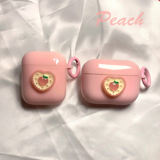 เคสหูฟังไร้สาย กันหาย ลายหัวใจ พีช สีชมพู 3D สําหรับ AirPods 3 1 2 Pro2