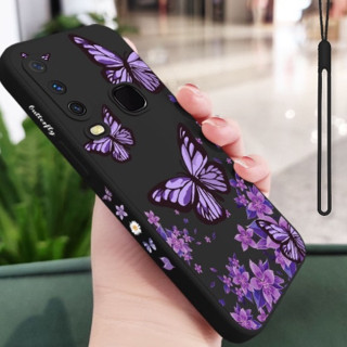 เคสโทรศัพท์มือถือ ซิลิโคน ลายผีเสื้อสีม่วง สําหรับ VIVO V20 V2023 V2025 V2026 V2027 V2028 V2029 V2032