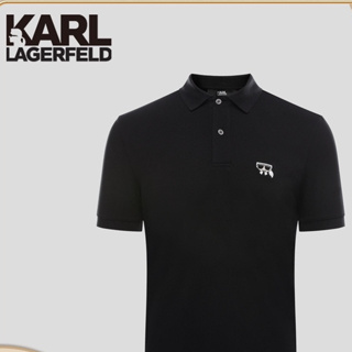 Karl LAGERFELD ใหม่ เสื้อยืดโปโล แขนสั้น พิมพ์ลาย สําหรับผู้ชาย