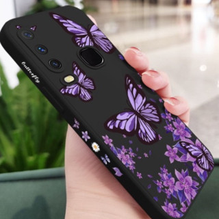 เคสโทรศัพท์มือถือ ซิลิโคน ลายผีเสื้อ สีม่วง สําหรับ VIVO Y11 Y12 Y15 Y17 Y12A Y15A Y15S Y17 Y19 Y20 Y20S G Y12s Y20 i Y20A