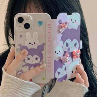 [DIY] เคสโทรศัพท์มือถือหนังนิ่ม แบบใส ฝาพับ กันกระแทก ลายคุโรมิน่ารัก 3D หรูหรา สําหรับ iPhone 14PROMAX 12PROMAX 11 11PROMAX 12 12PRO 13 13PRO 13PROMAX 14 14PRO