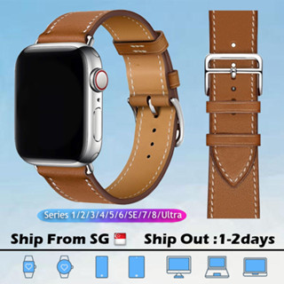 [SG Seller] สายนาฬิกาข้อมือ สายหนัง พรีเมี่ยม สําหรับ iWatch Series 1 2 3 4 5 6 SE 7 8