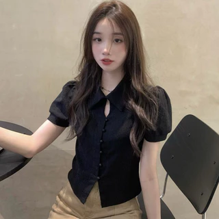 Bh เสื้อโปโล แขนสั้น คอจับจีบ สไตล์ฝรั่งเศส สําหรับผู้หญิง