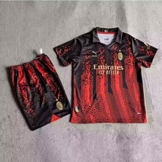 【WLGW】เสื้อกีฬาแขนสั้น ลายทีมฟุตบอลชั้นนํา AC Milan 2023-2024 สําหรับเด็ก