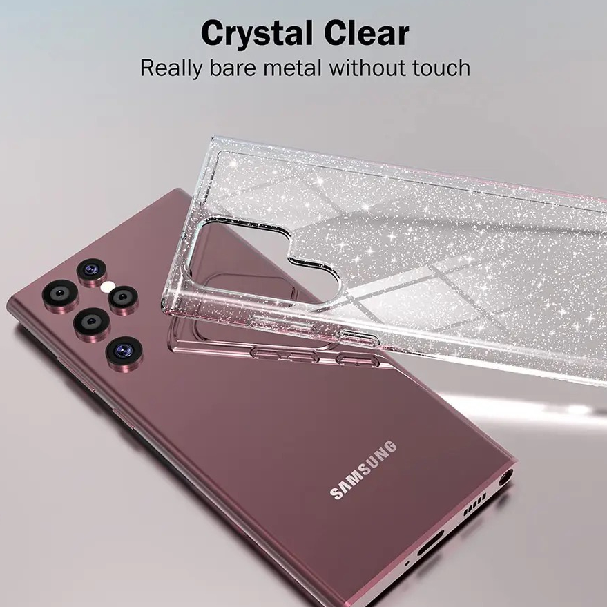 Glitter Clear สําหรับ Samsung Galaxy S24 S23 S22 Ultra 5G S21 Plus S21 FE A53 A54 A55 A35 ฝาครอบซิลิโคนโปร่งใส